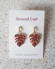 Load image into Gallery viewer, Mini Monstera Earrings- Rust
