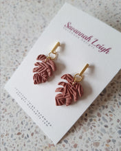 Load image into Gallery viewer, Mini Monstera Earrings- Rust
