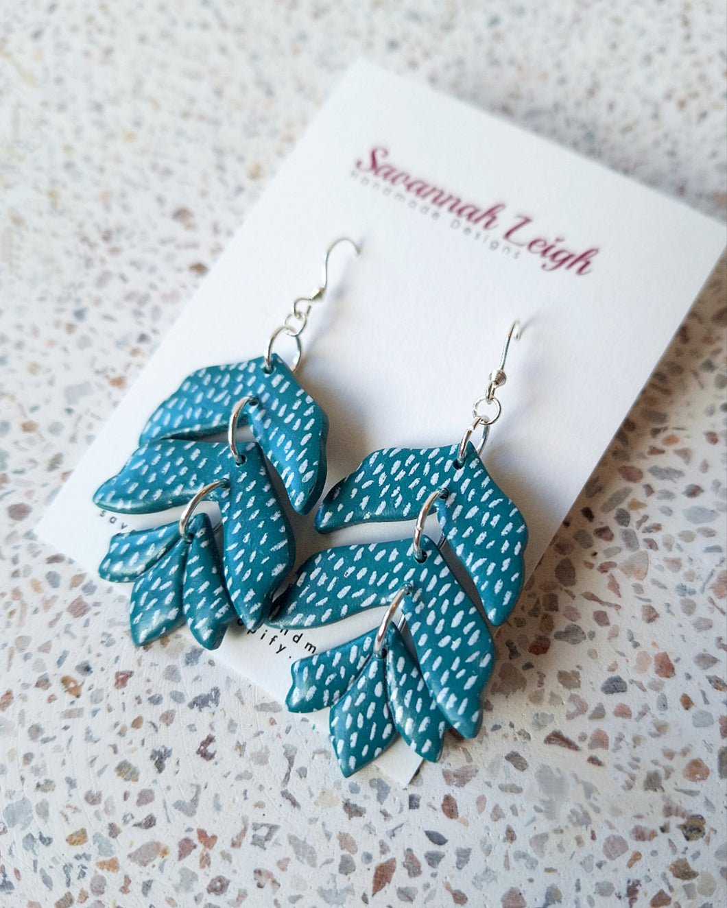 Avery Earrings - Teal & White