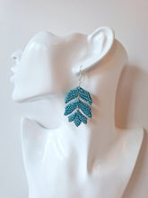 Load image into Gallery viewer, Avery Earrings - Teal &amp; White
