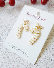 Load image into Gallery viewer, Candy Cane Earrings- Ivory/Gold Glitter
