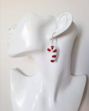Load image into Gallery viewer, Candy Cane Earrings- Ivory/Gold Glitter
