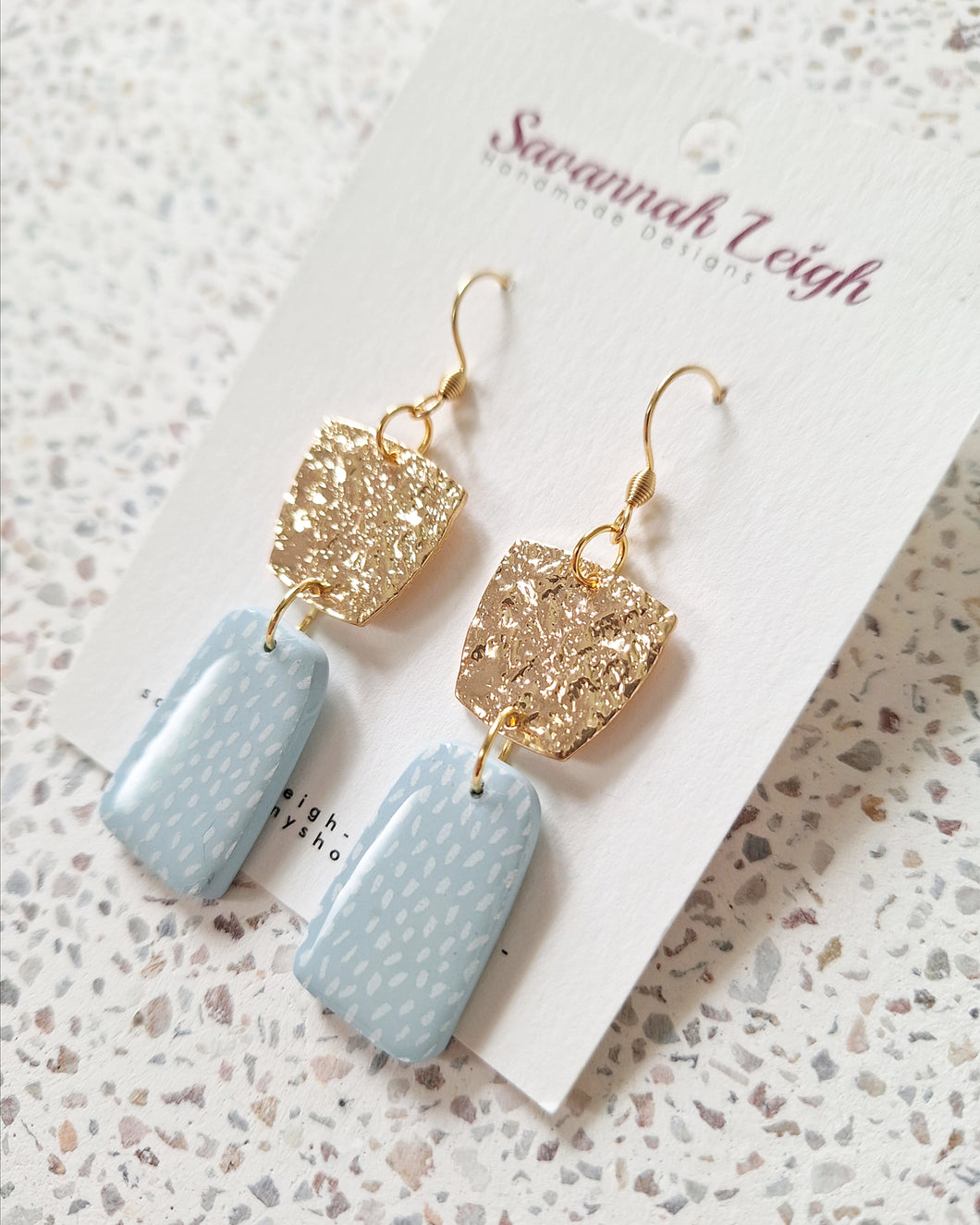 Petra Earrings- Dusty Blue & White