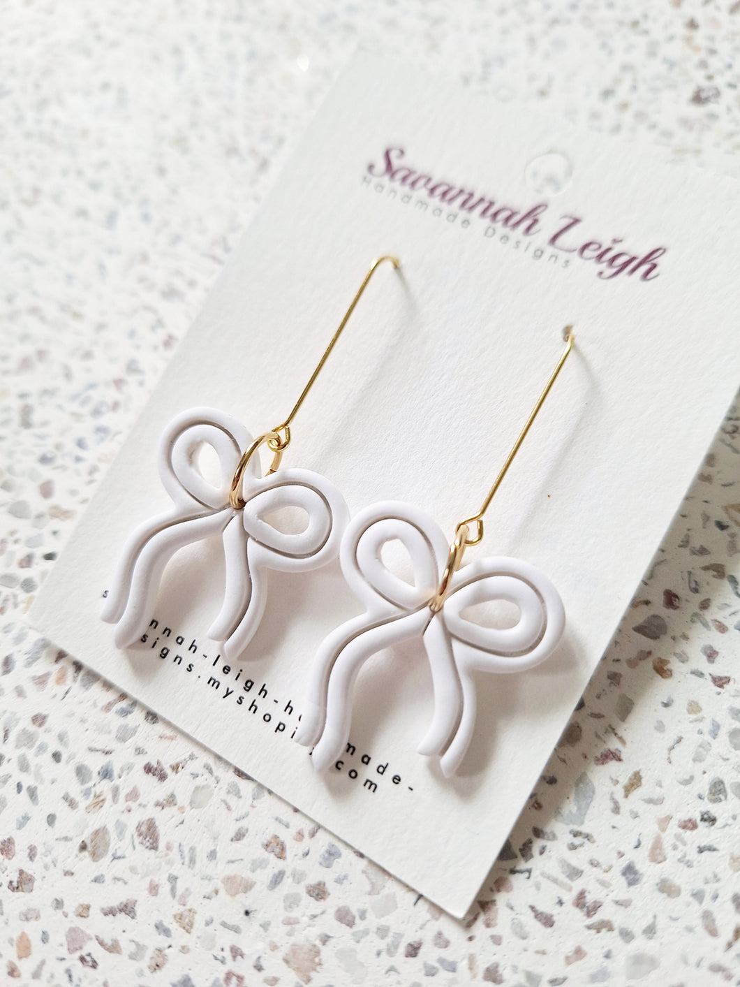 Leia Bow Earrings- White