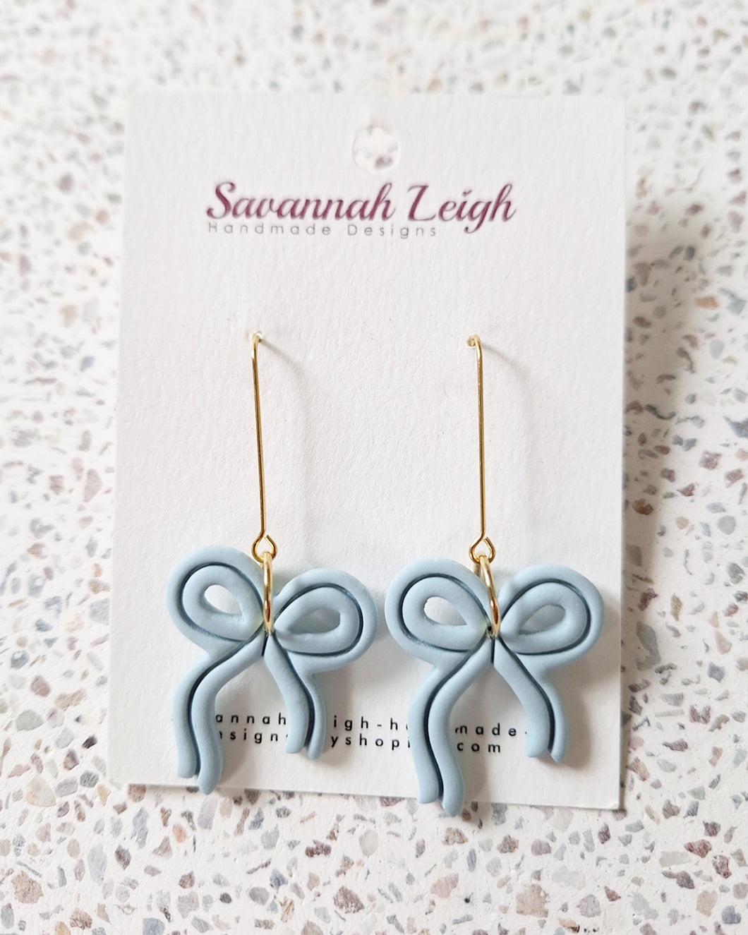 Leia Bow Earrings- Dusty Blue