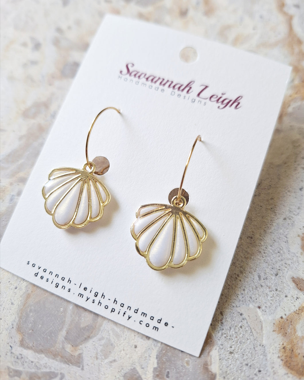 Shell Hoops- Pearly White