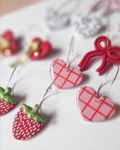 Load image into Gallery viewer, Ayla Heart Hoops- Pink &amp; Red
