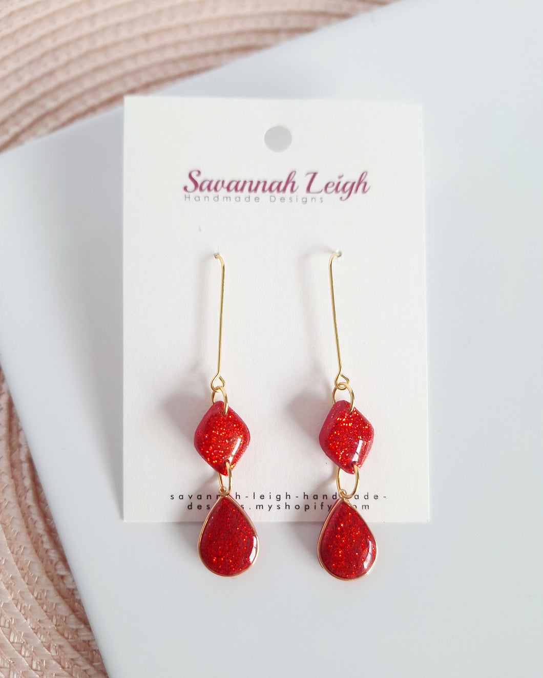 Kiara Earrings- Red Glitter