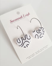 Load image into Gallery viewer, Ayla Heart Hoops- Black &amp; White Squiggle
