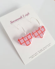 Load image into Gallery viewer, Ayla Heart Hoops- Pink &amp; Red
