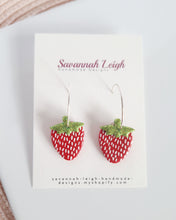 Load image into Gallery viewer, Strawberry Earrings - Red &amp; Green glitter
