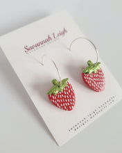 Load image into Gallery viewer, Strawberry Earrings - Red &amp; Green glitter
