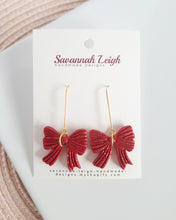 Load image into Gallery viewer, Georgia Bow Earrings- Red Glitter
