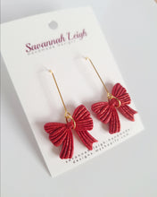 Load image into Gallery viewer, Georgia Bow Earrings- Red Glitter
