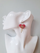 Load image into Gallery viewer, Ayla Heart Hoops- Pink &amp; Red
