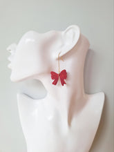 Load image into Gallery viewer, Georgia Bow Earrings- Red Glitter
