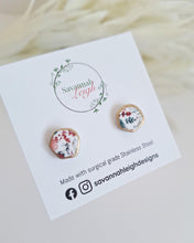 Load image into Gallery viewer, Irregular Floral Gold trim Studs
