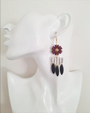 Load image into Gallery viewer, Eleanor Earrings- Black/White/Burgundy

