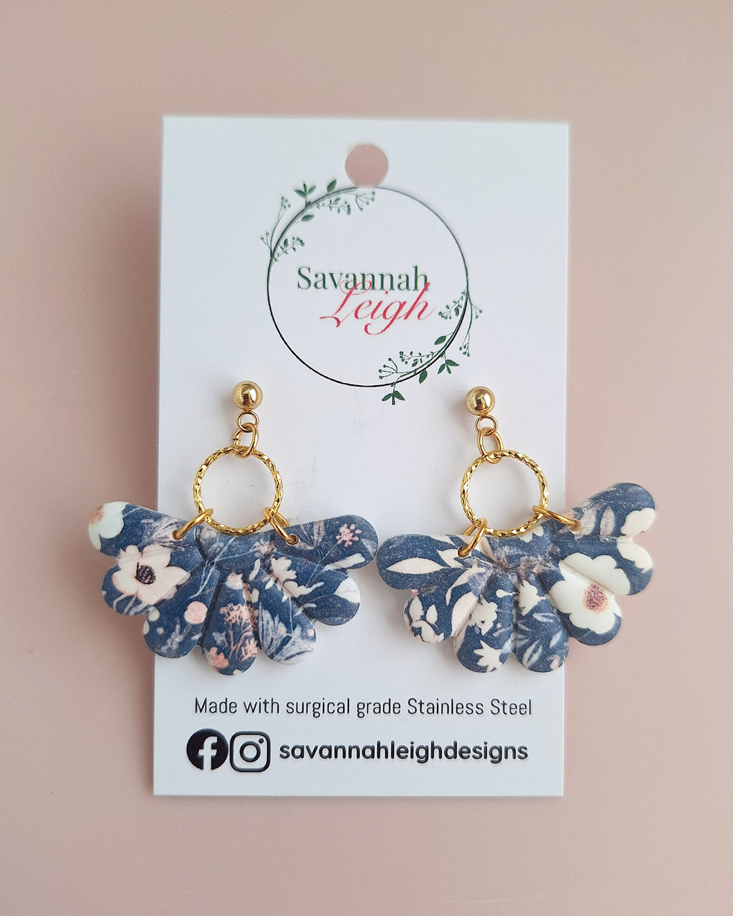 Cleo Earrings- Blue/Pink Floral