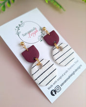 Load image into Gallery viewer, Georgia Earrings- Burgundy/Black/White
