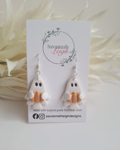 Load image into Gallery viewer, Ghost Earrings with Pumpkins
