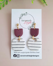 Load image into Gallery viewer, Georgia Earrings- Burgundy/Black/White
