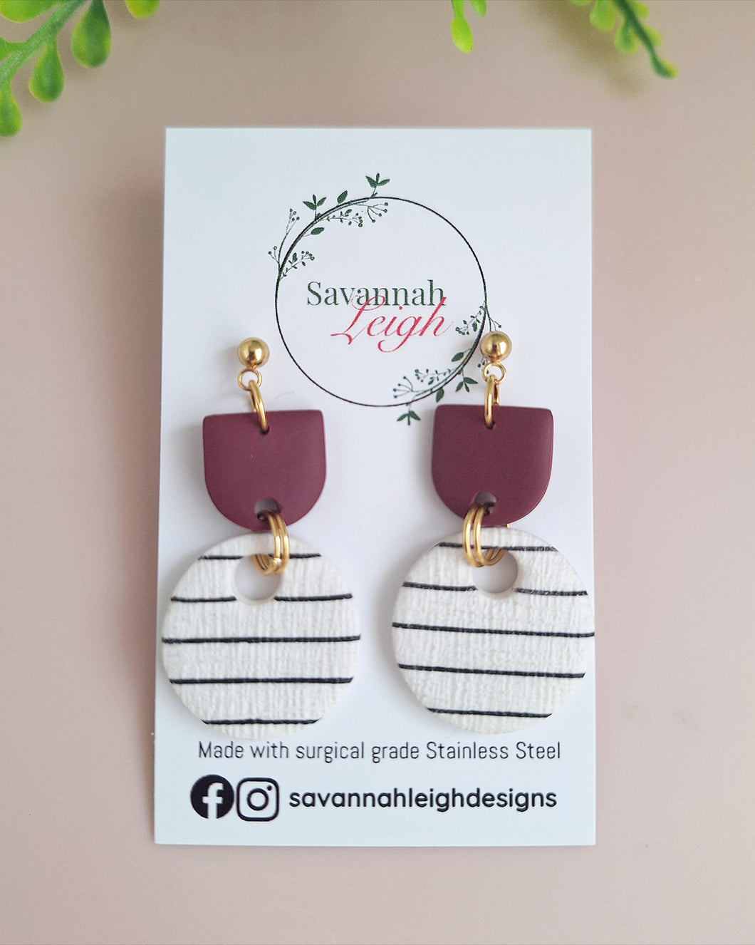 Georgia Earrings- Burgundy/Black/White