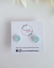 Load image into Gallery viewer, Turquoise Shimmer Shell Studs
