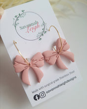 Load image into Gallery viewer, Renee Bow Hoops- Warm Pink
