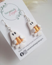 Load image into Gallery viewer, Ghost Earrings with Pumpkins
