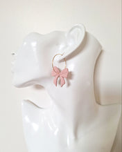Load image into Gallery viewer, Renee Bow Hoops- Warm Pink
