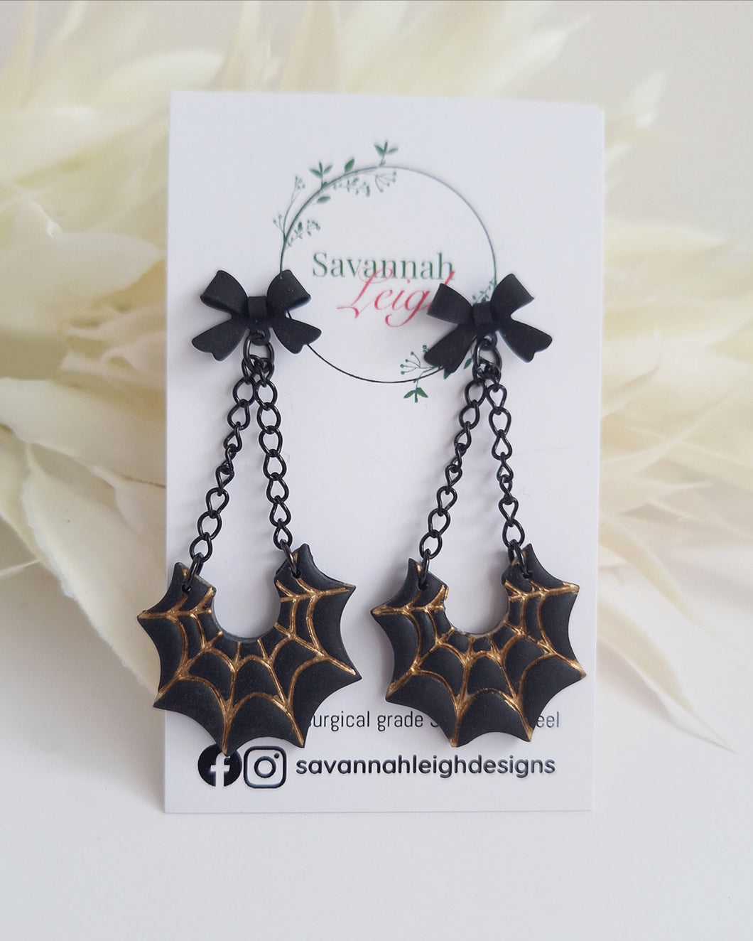 Web Earrings - Black/Gold