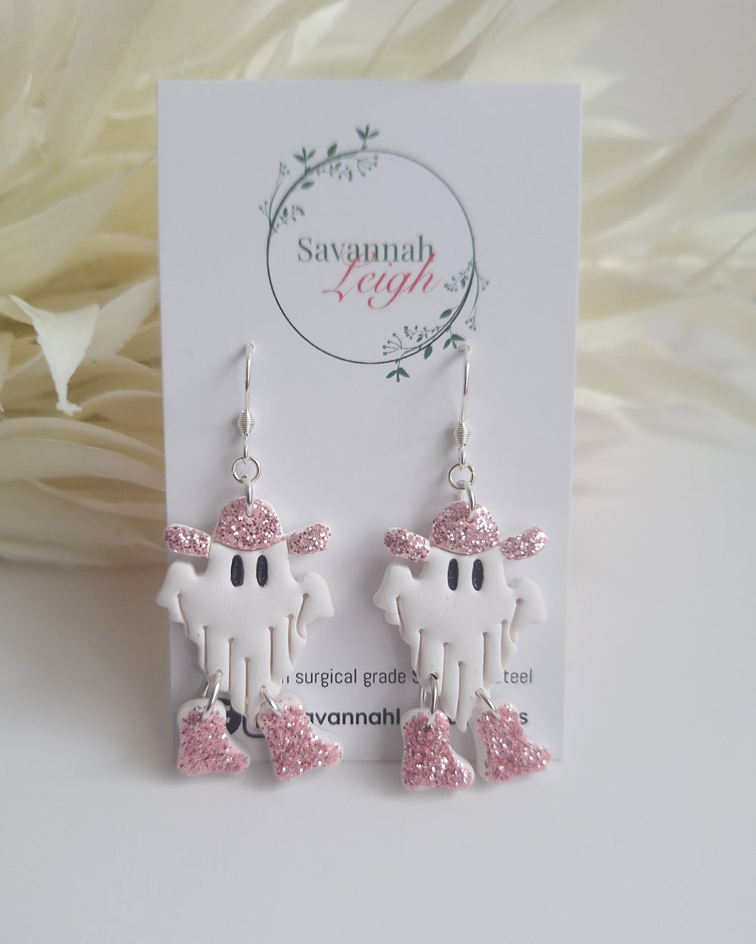 Ghost Earrings- Pink Cowboy