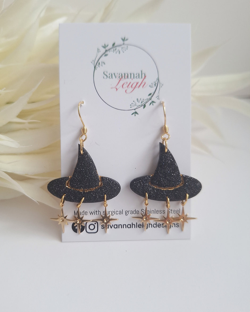 Witch Hat Earrings- Black/Gold
