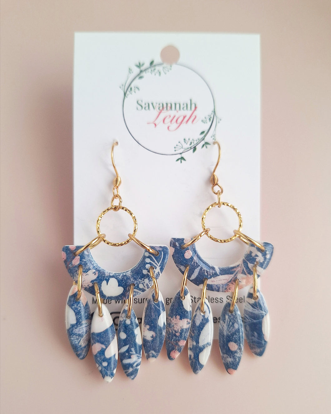 Esme Earrings- Blue/Pink Floral