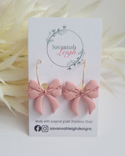 Load image into Gallery viewer, Renee Bow Hoops- Warm Pink

