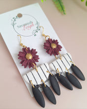 Load image into Gallery viewer, Eleanor Earrings- Black/White/Burgundy
