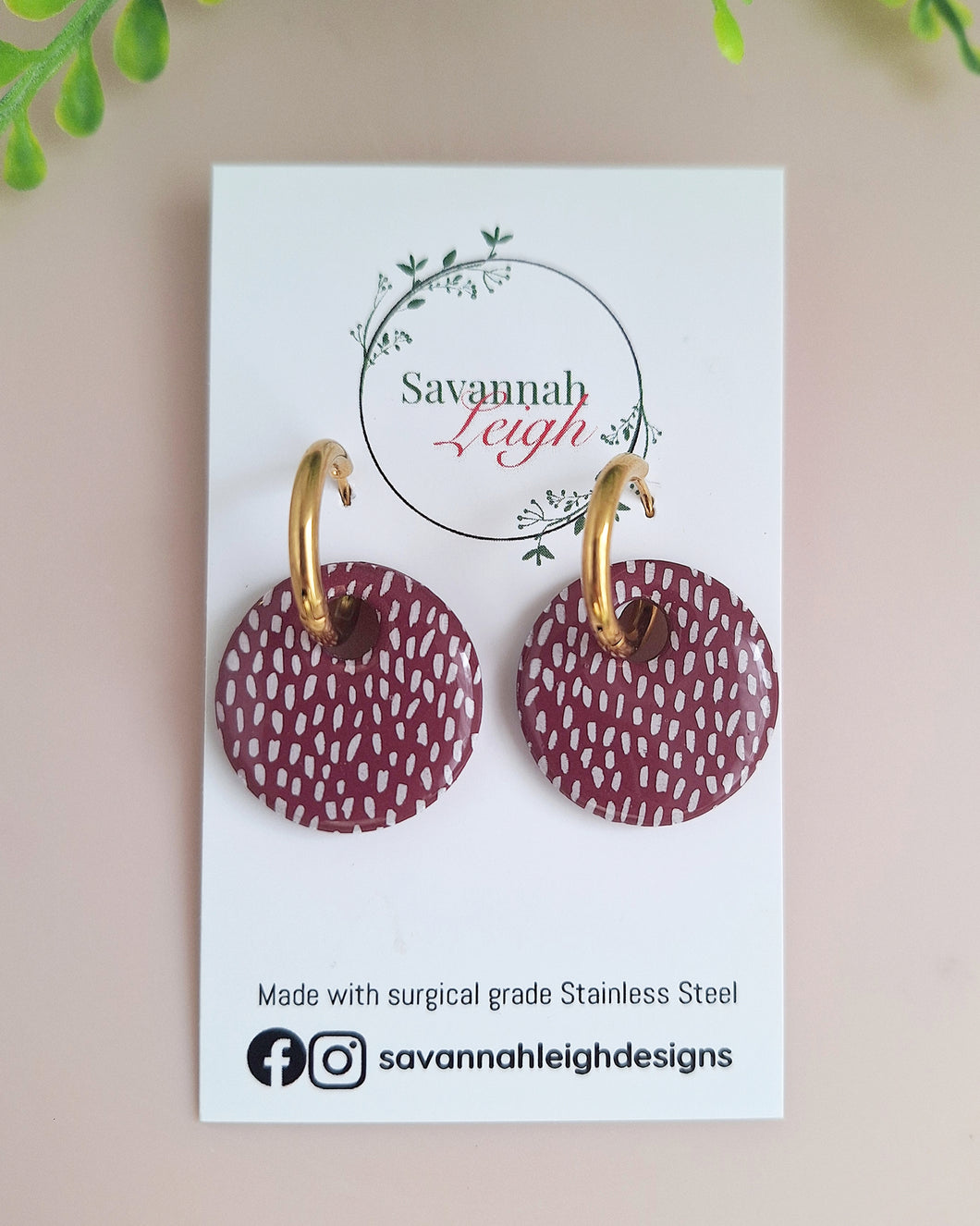 Luna Hoops- Burgundy Spots