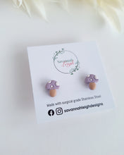 Load image into Gallery viewer, Lilac Mushroom studs
