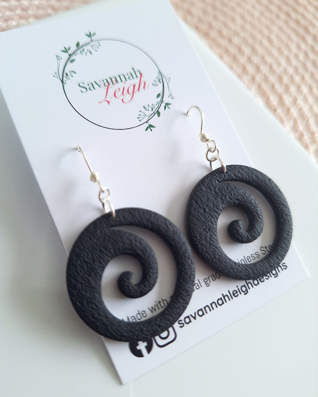 Koru Earrings- Black