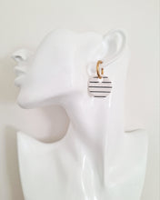 Load image into Gallery viewer, Luna Hoops- White/Black Stripes
