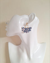 Load image into Gallery viewer, Cleo Earrings- Blue/Pink Floral
