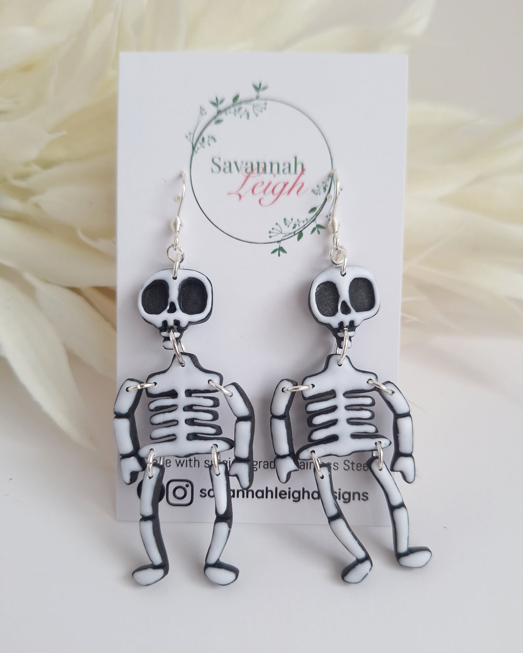 Skeleton Earrings-Black & White