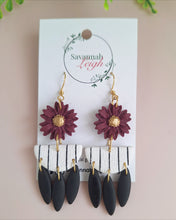 Load image into Gallery viewer, Eleanor Earrings- Black/White/Burgundy
