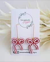 Load image into Gallery viewer, Leia Bow Earrings- Red &amp; White
