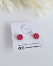Load image into Gallery viewer, Raspberry Flower Studs
