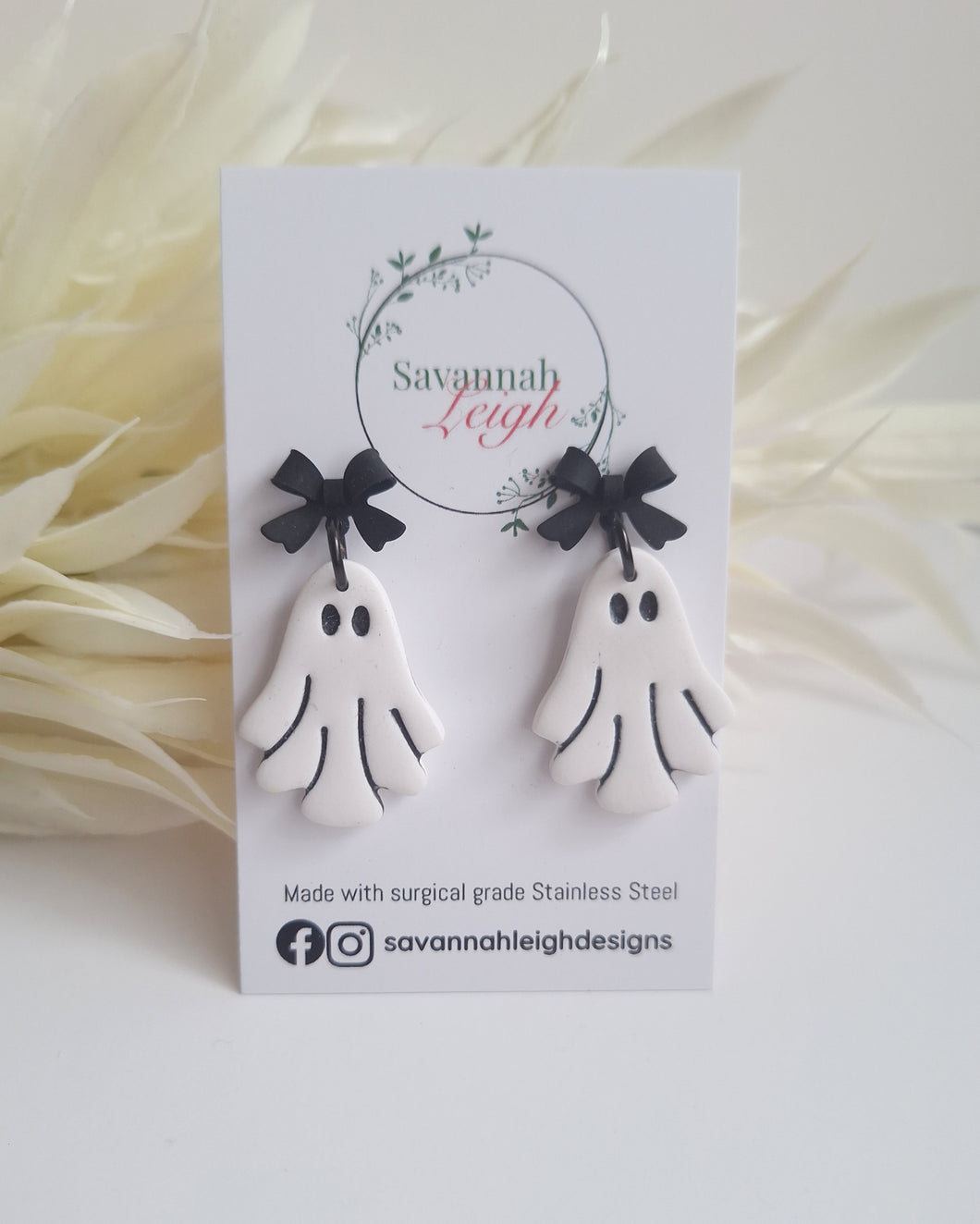 Ghost Earrings- Black & White