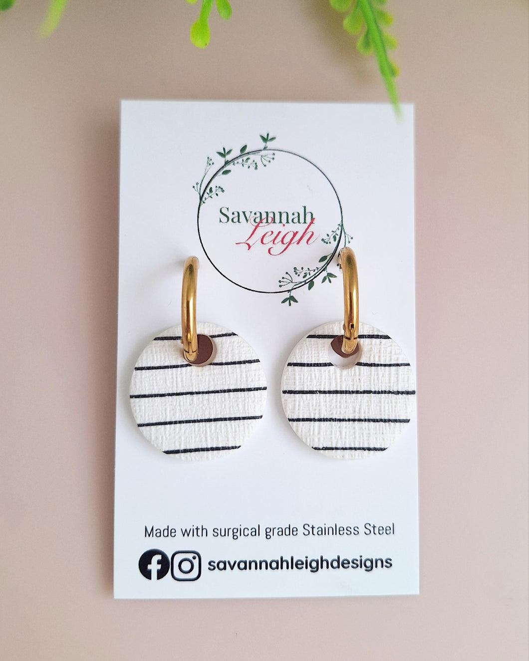Luna Hoops- White/Black Stripes