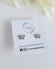 Load image into Gallery viewer, Silver Bow Studs
